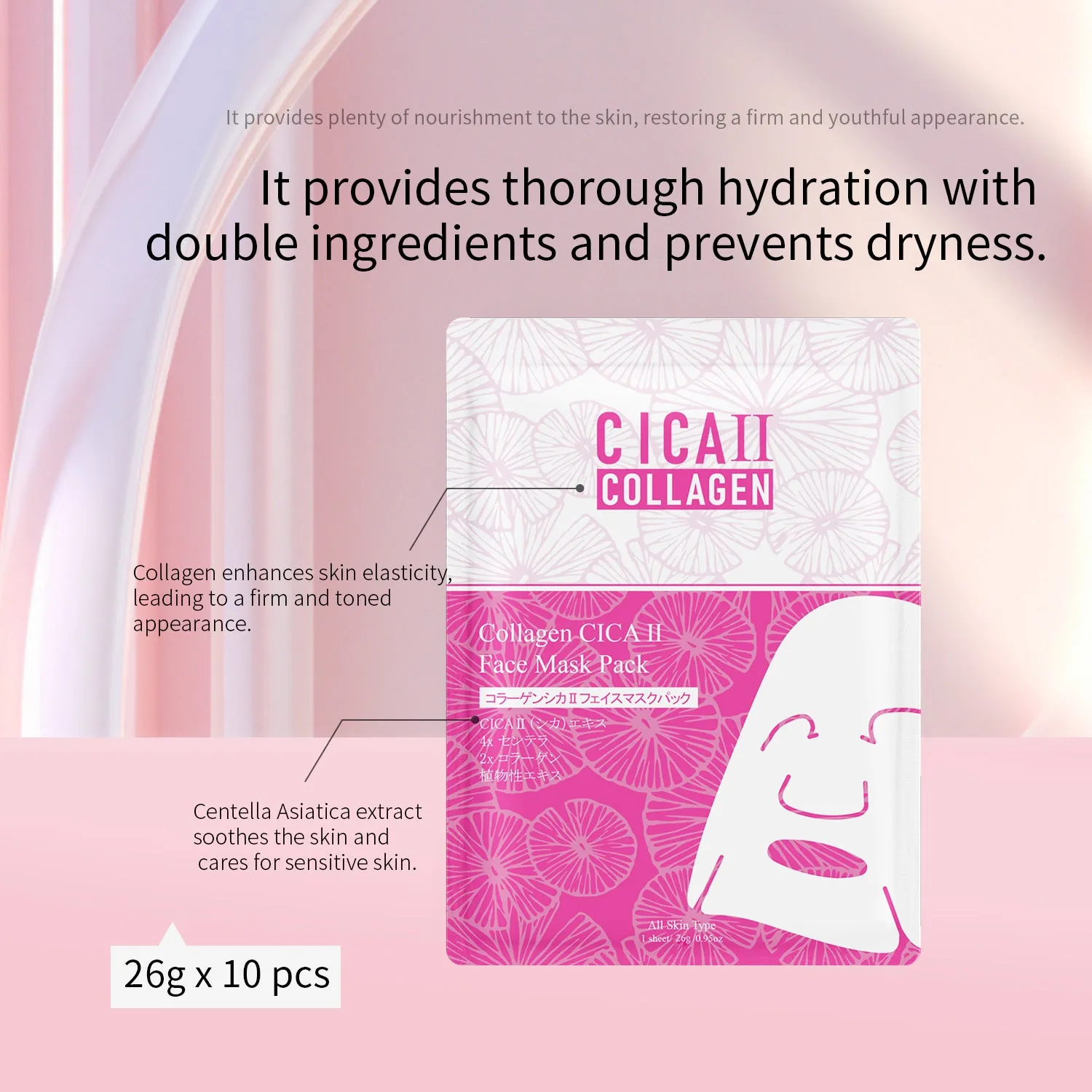 Mitomo Collagen CICA II masque visage collagène apaisant