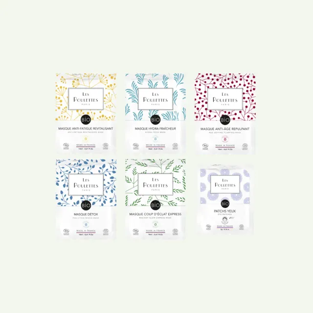 Les Poulettes Pack Découverte masques visage 6 soins bio