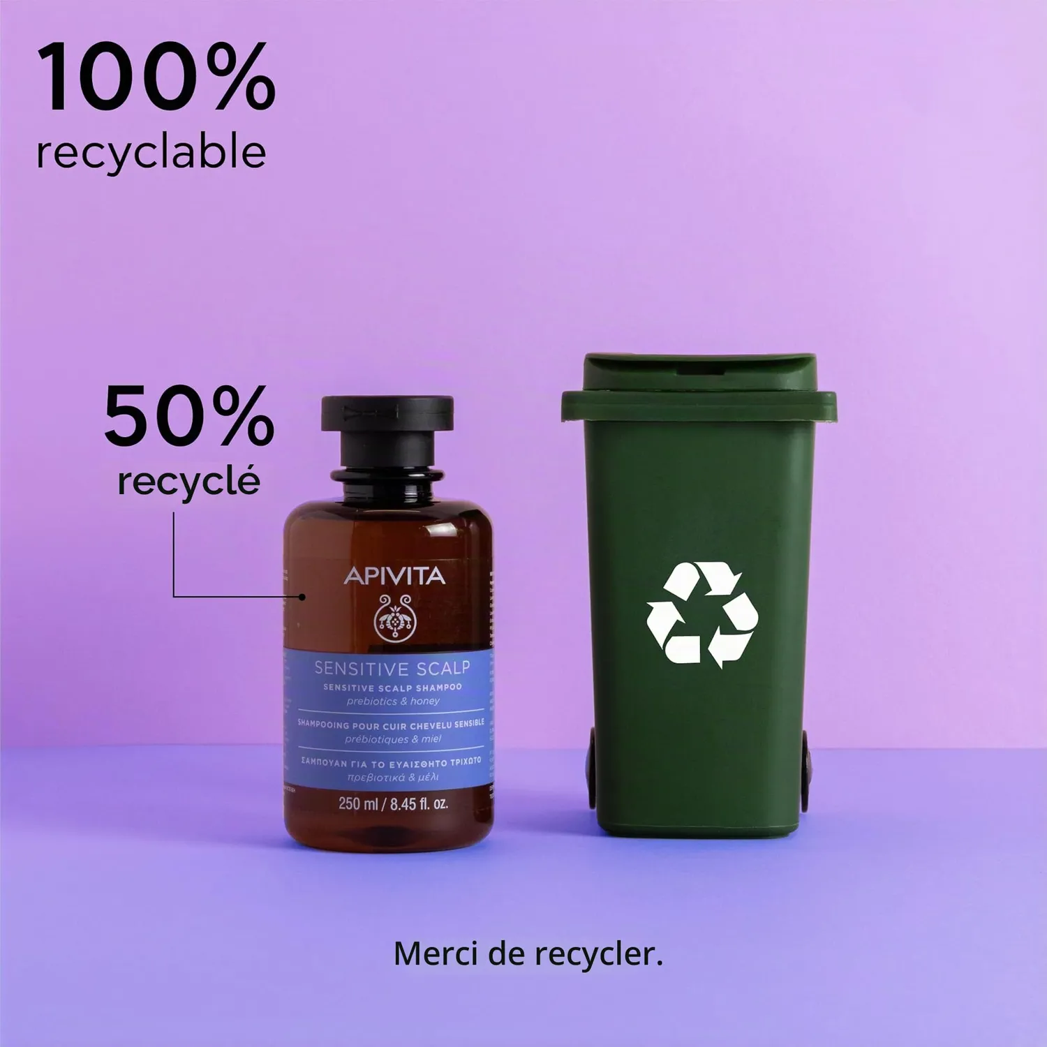 Apivita Shampoing cuir chevelu sensible sans sulfate au miel