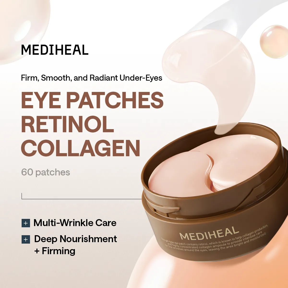 Mediheal Retinol Collagen Eye patch yeux hydrogel 60 pcs rides