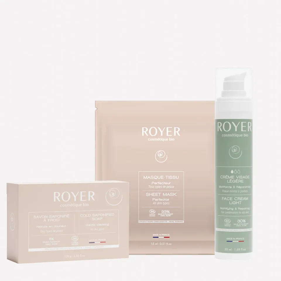 Royer Cosmétique Routine peau saine savon masque crème bio