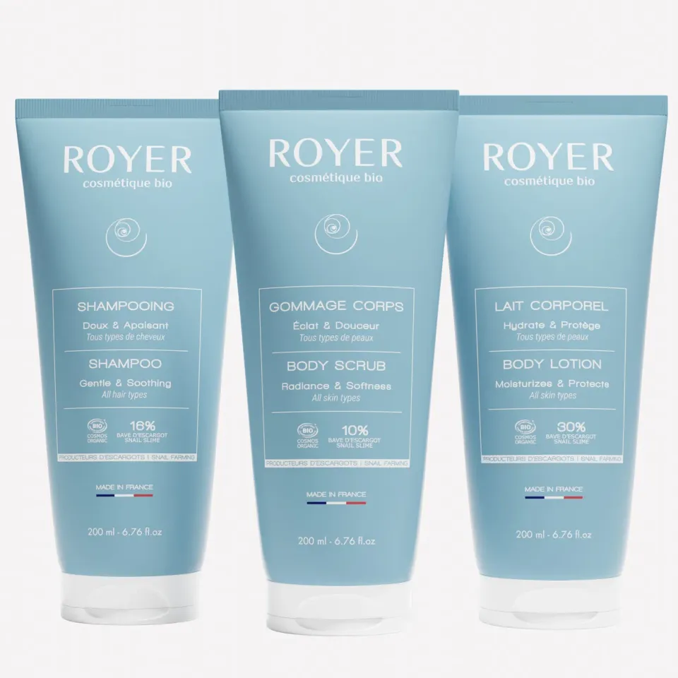 Royer Cosmétique routine corps cheveux bave d'escargot trio