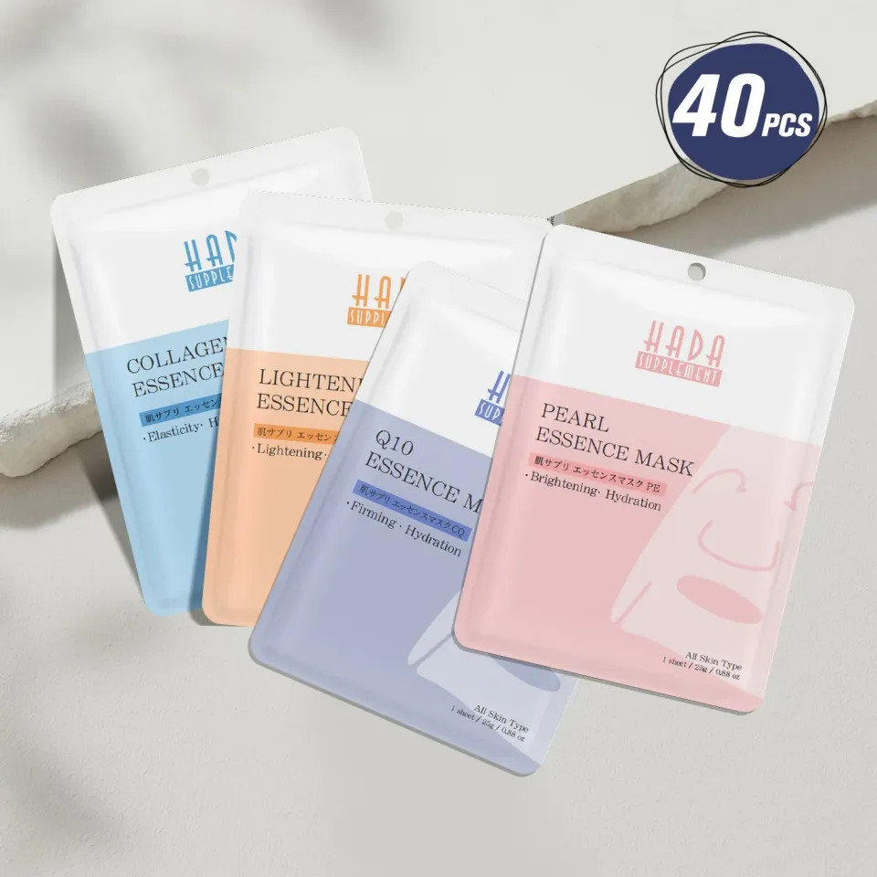 Mitomo Set A masque visage 40 pièces hydratant 4 types