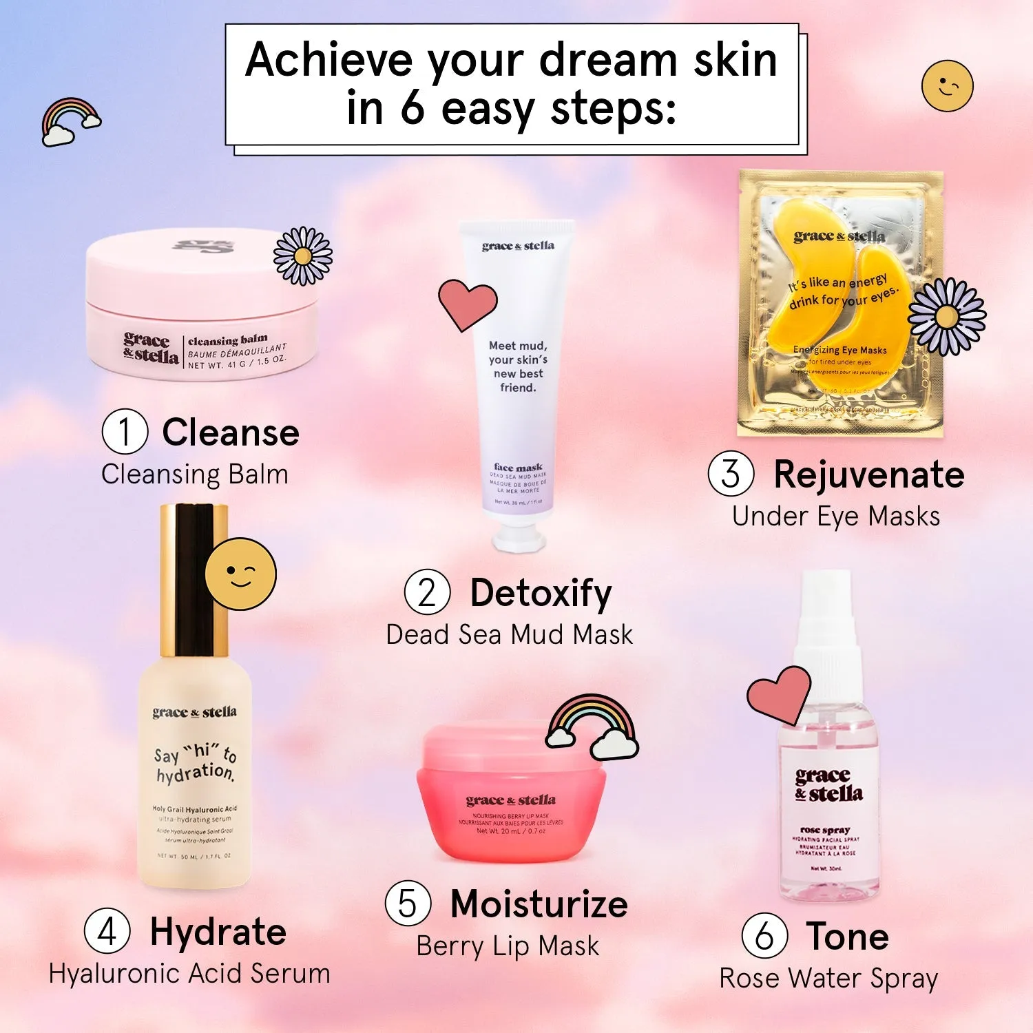 Grace & Stella Dream Team coffret soin 6 pièces éclat