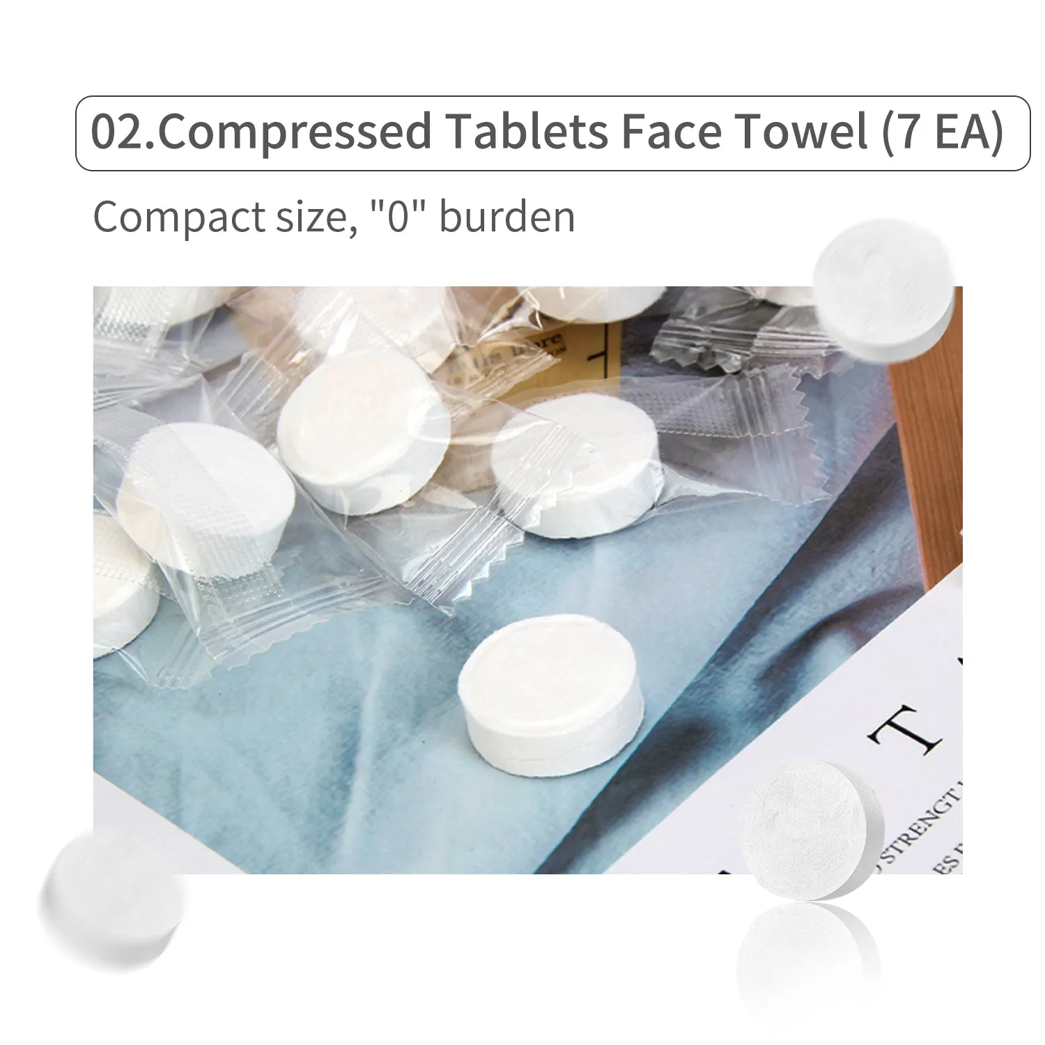 Mitomo Bath Tablets serviette compressée 8 pièces viscose