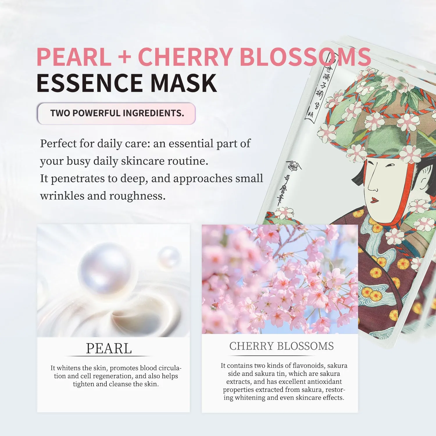 Mitomo Sakura JPSS00604-A-3 masque visage perle cerisier