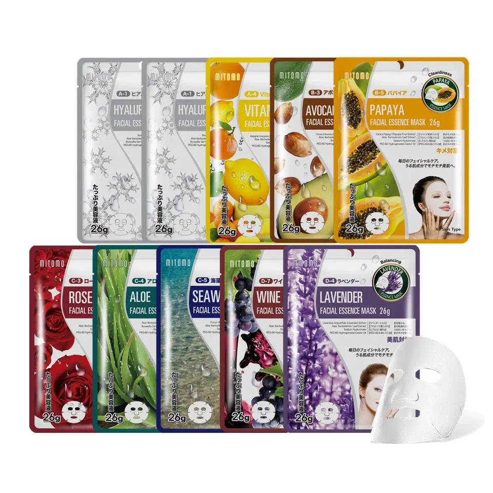 Mitomo PRSH0010-A Combo A masque tissu 10 pièces hydratant