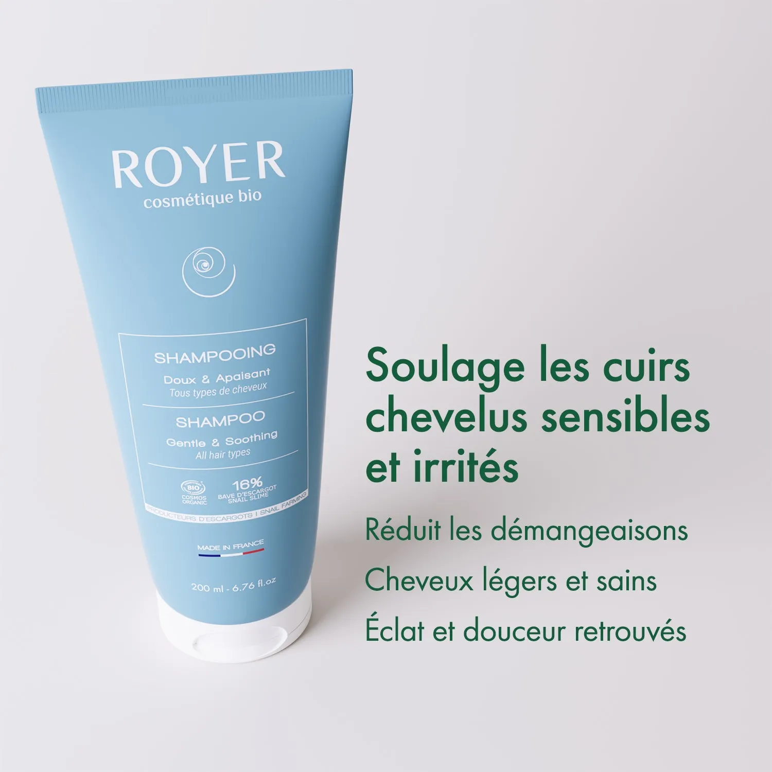 Royer shampoing bave d'escargot amande douce apaisant