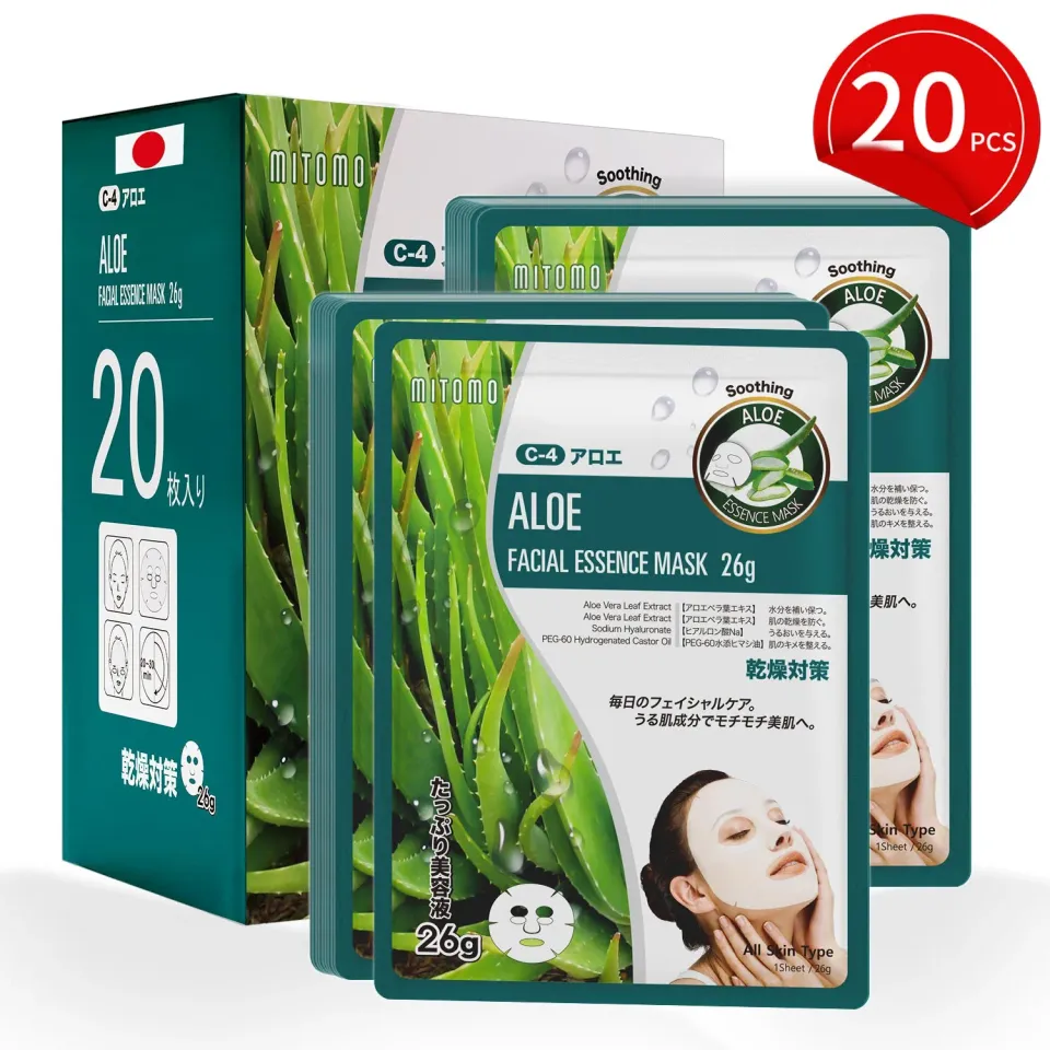 Mitomo Natural 516 masque visage aloès 20 pièces apaisant