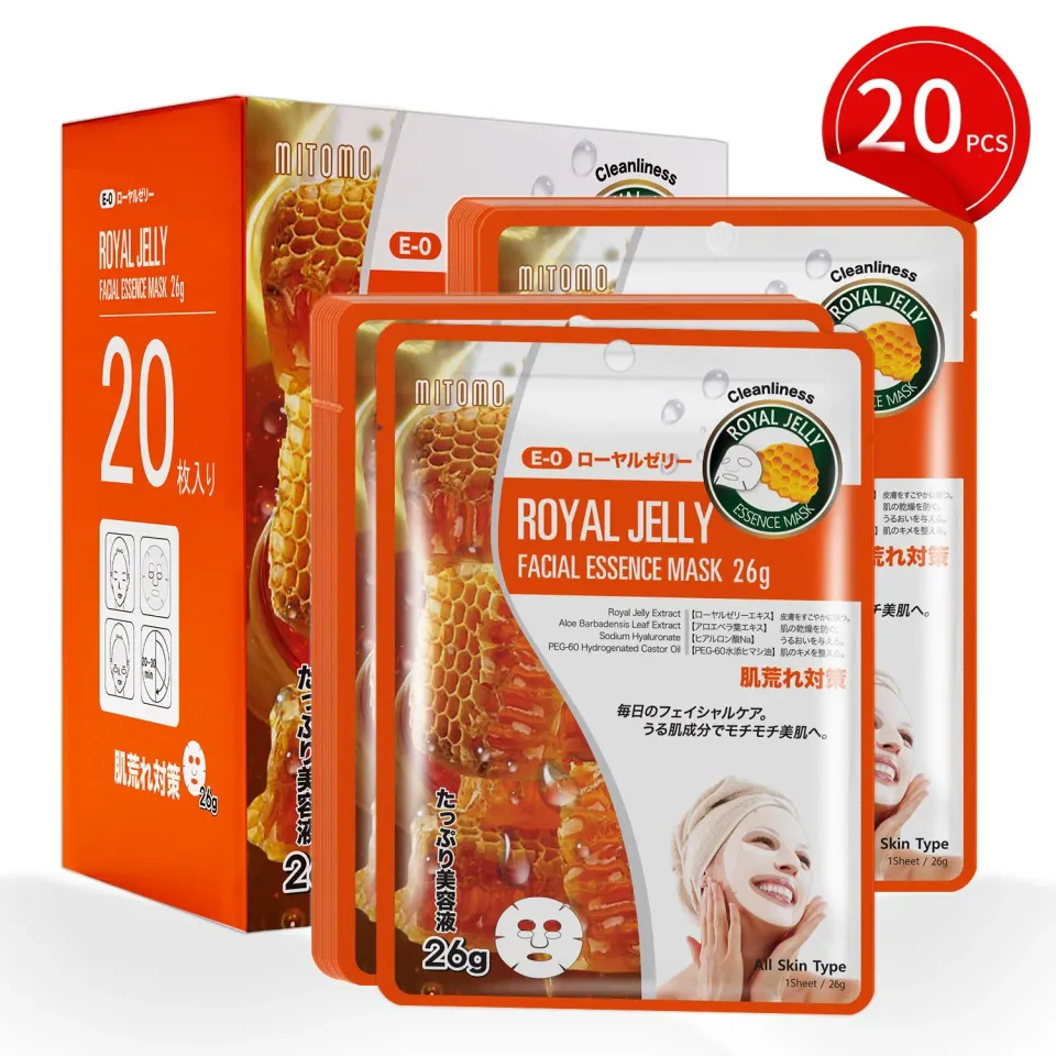 Mitomo Natural 512 masque visage gelée royale 20x26g hydratant
