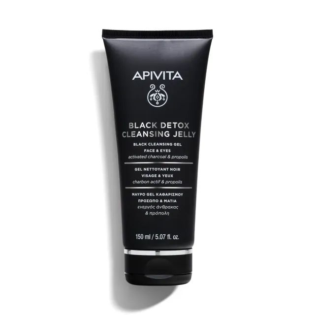 Apivita Black Detox gel nettoyant visage noir 150 ml charbon actif