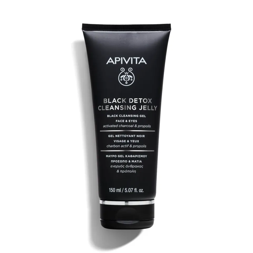 Apivita Black Detox gel nettoyant visage noir 150 ml charbon actif