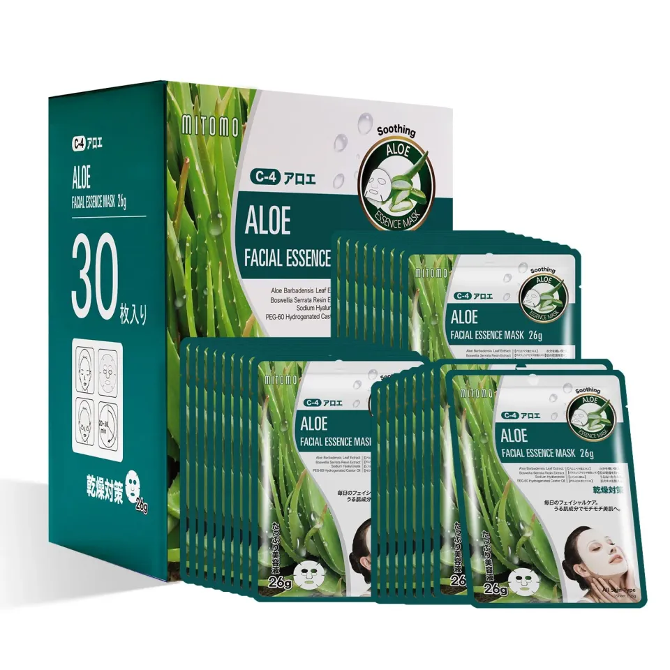 Mitomo Natural 512 Aloé masque visage 30 pièces apaisant