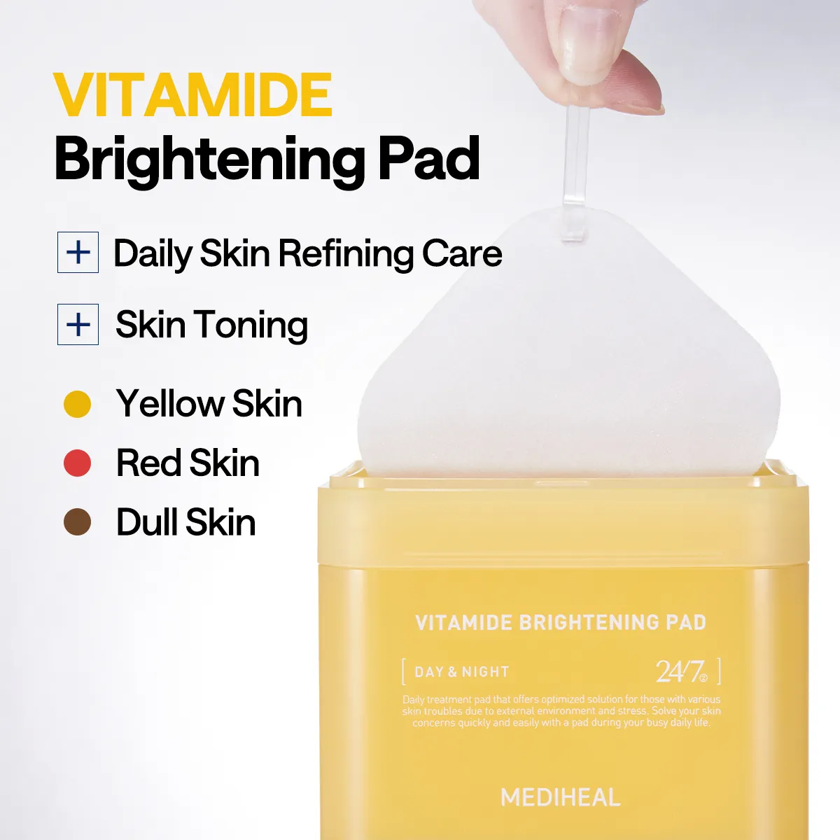 Mediheal Vitamide Brightening Pad toner éclat 100 pads vitamines