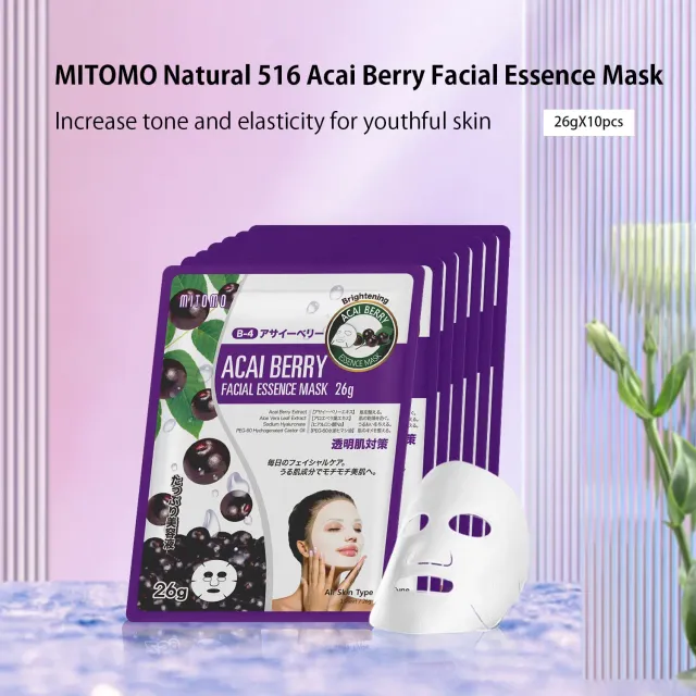 Mitomo Natural MTSS00516-B-4 masque visage acai éclat 1 feuille