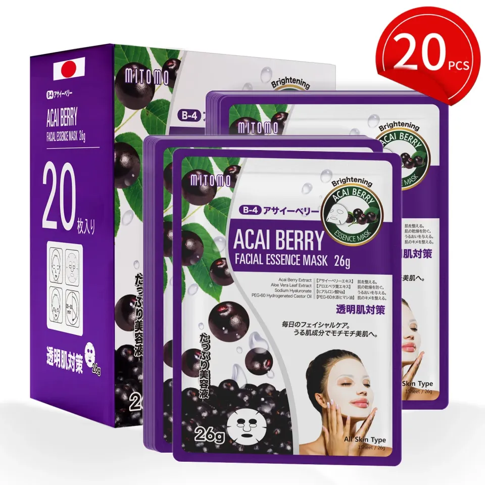 Mitomo Natural MTSS00516-B-4x002 masque visage 20 feuilles acai