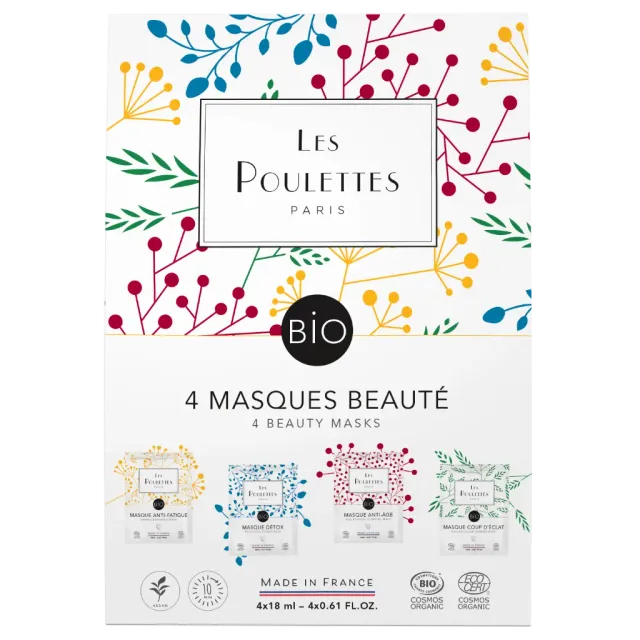 Les Poulettes Coffret Masque Visage x4 Coton Bio 10 min