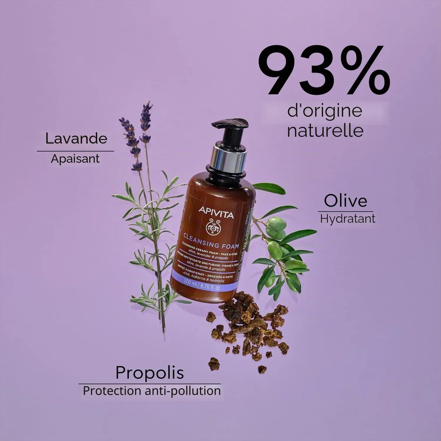 Apivita Mousse Nettoyante visage yeux 200ml olive douce