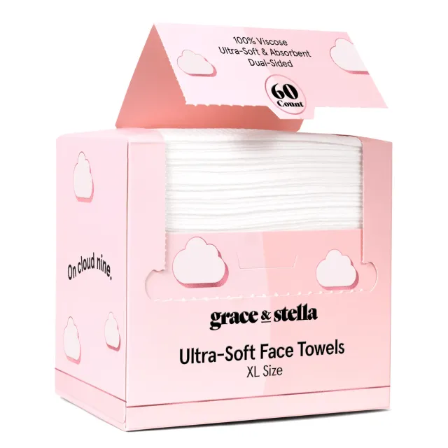 Grace & Stella serviettes visage jetables 60 pièces douces