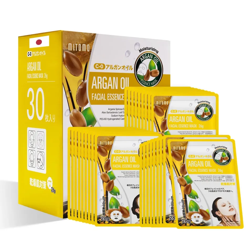Mitomo Natural 516 masque visage 30 pièces huile d’argan hydratant