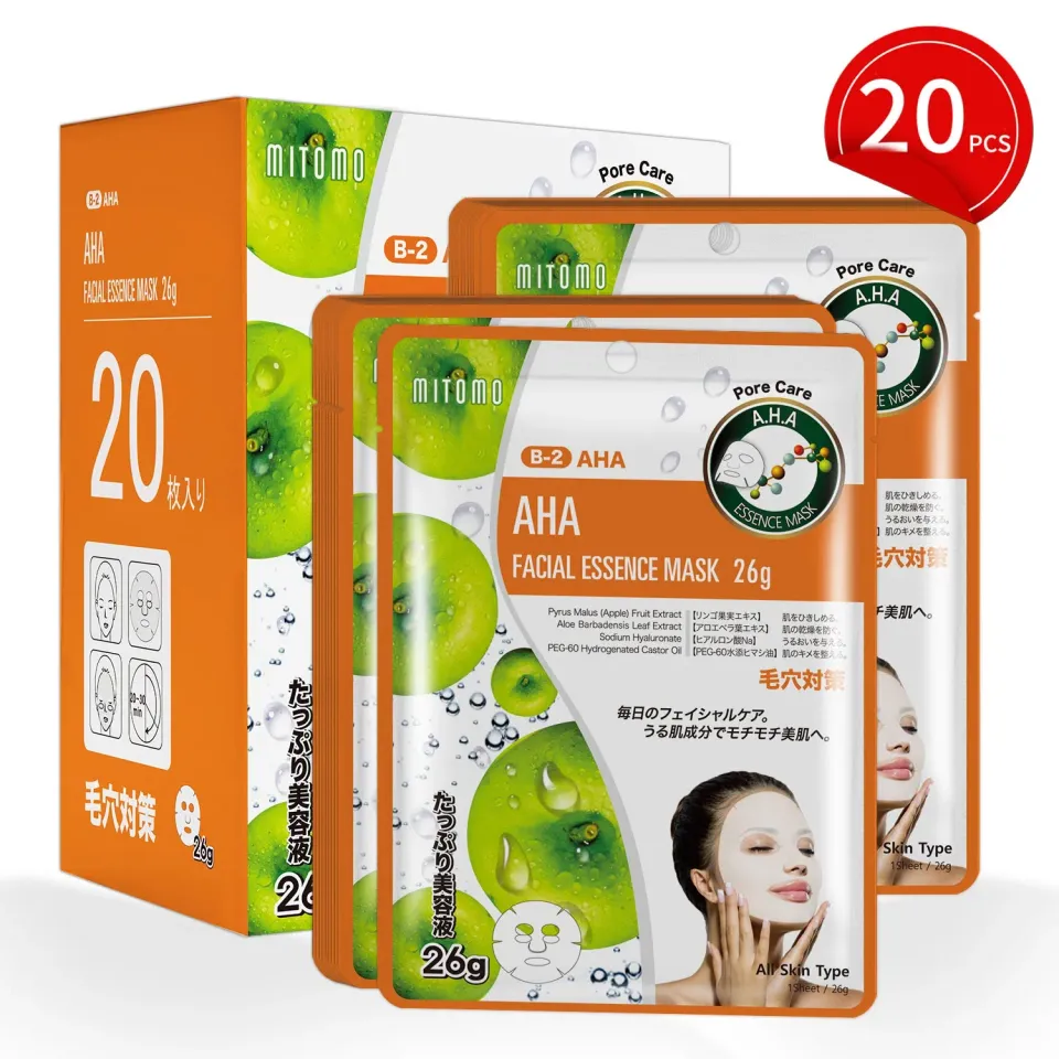 Mitomo Natural 512 MTSS00512 masque visage AHA 20x26g pores