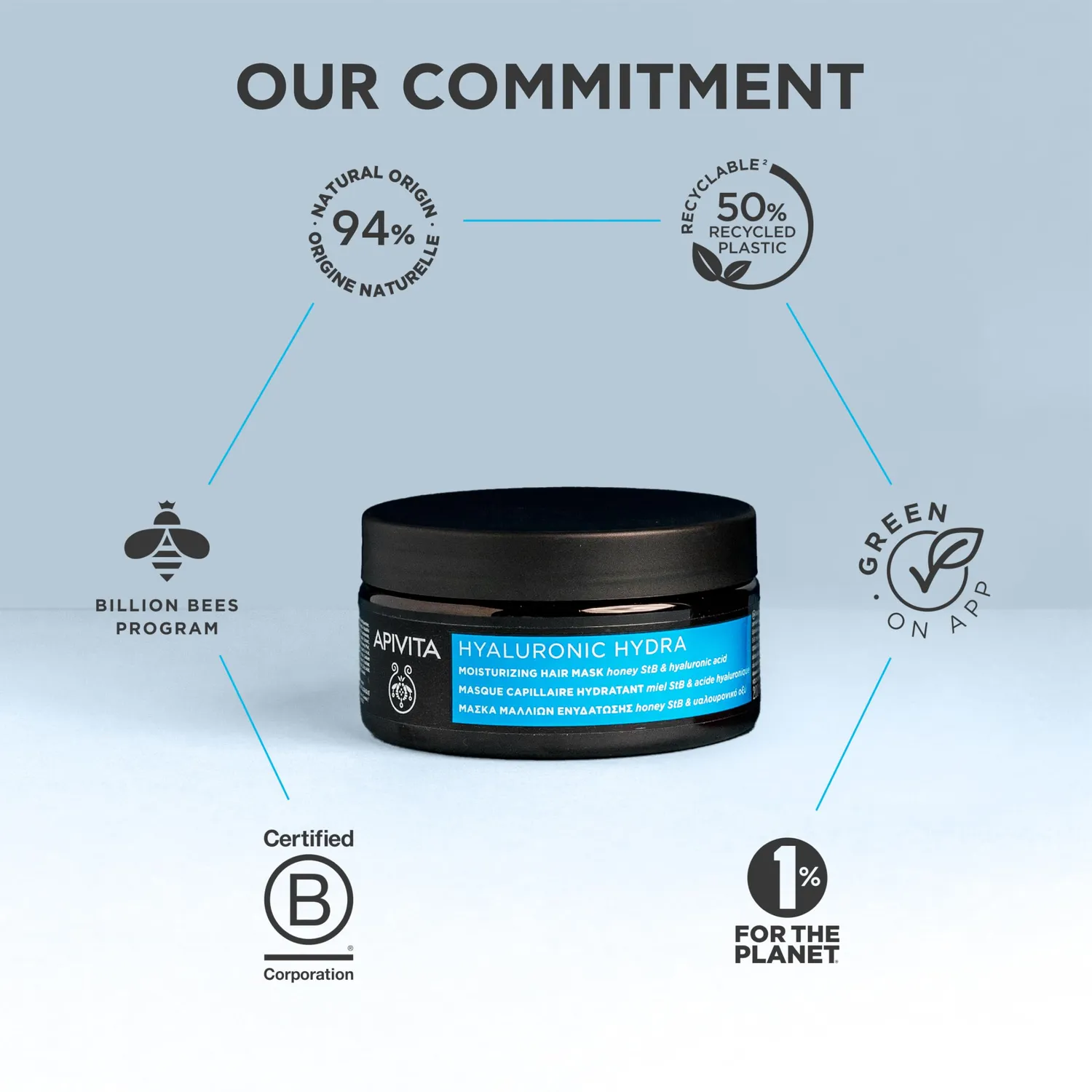 Apivita Hyaluron Hydra masque cheveux hydratant miel 200 ml