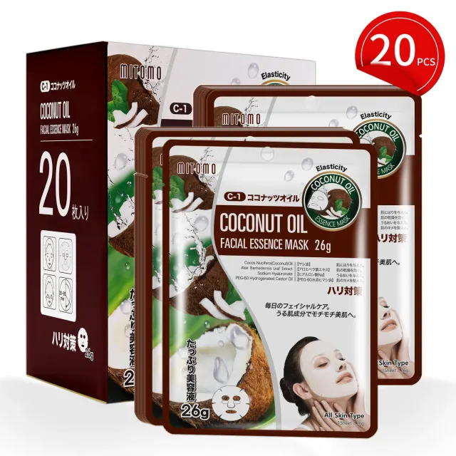 Mitomo Natural 512 masque visage 20x26g huile de coco élasticité