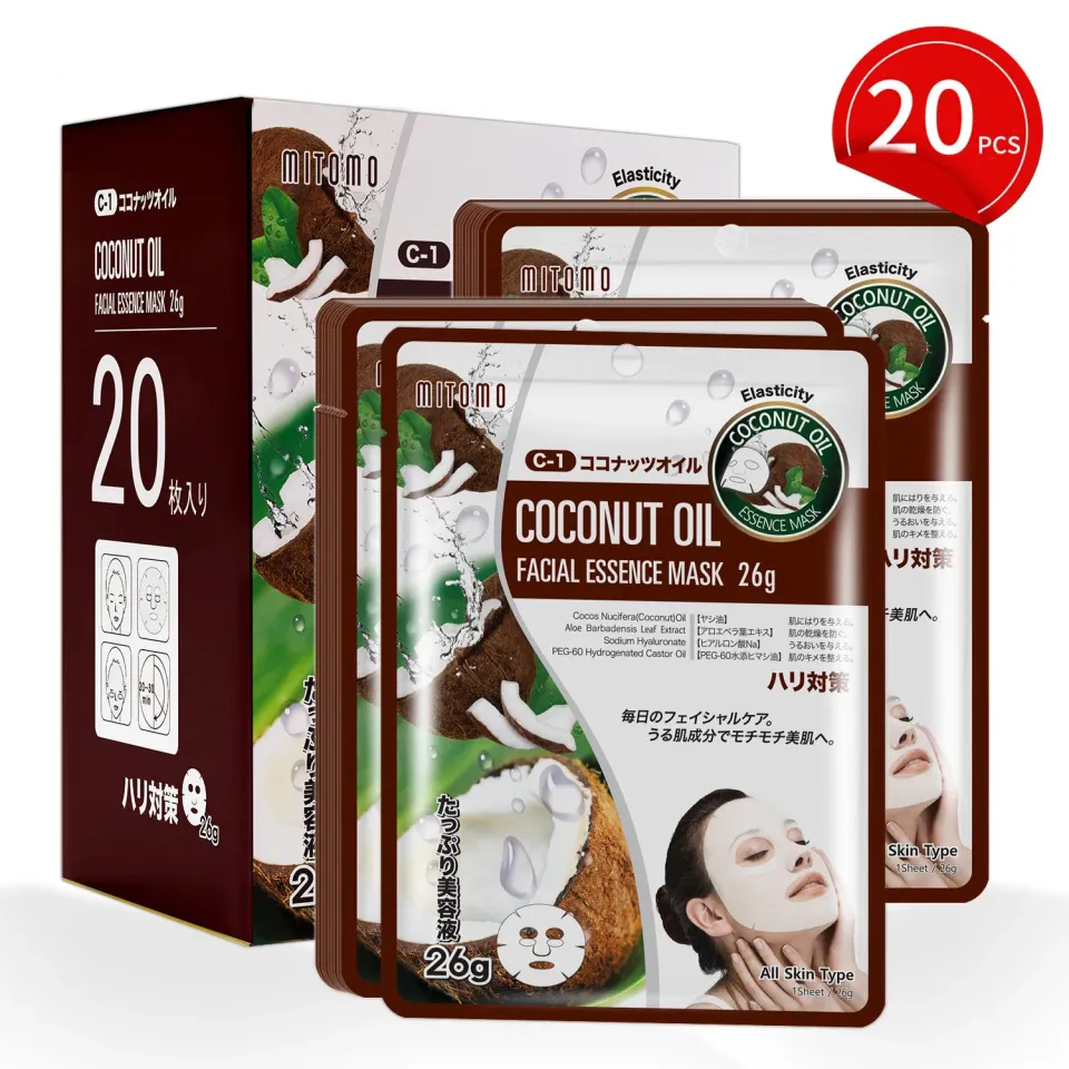 Mitomo Natural 512 masque visage 20x26g huile de coco élasticité