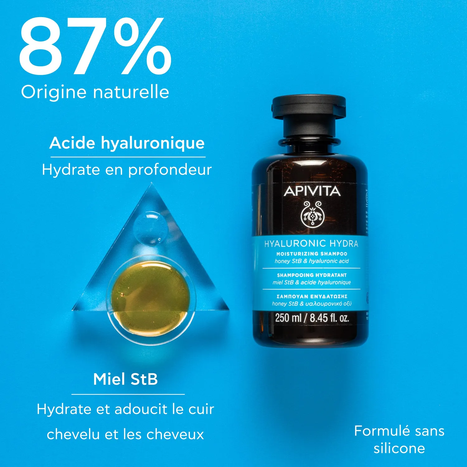 Apivita Hyaluronic Hydra shampoing hydratant 250 ml miel