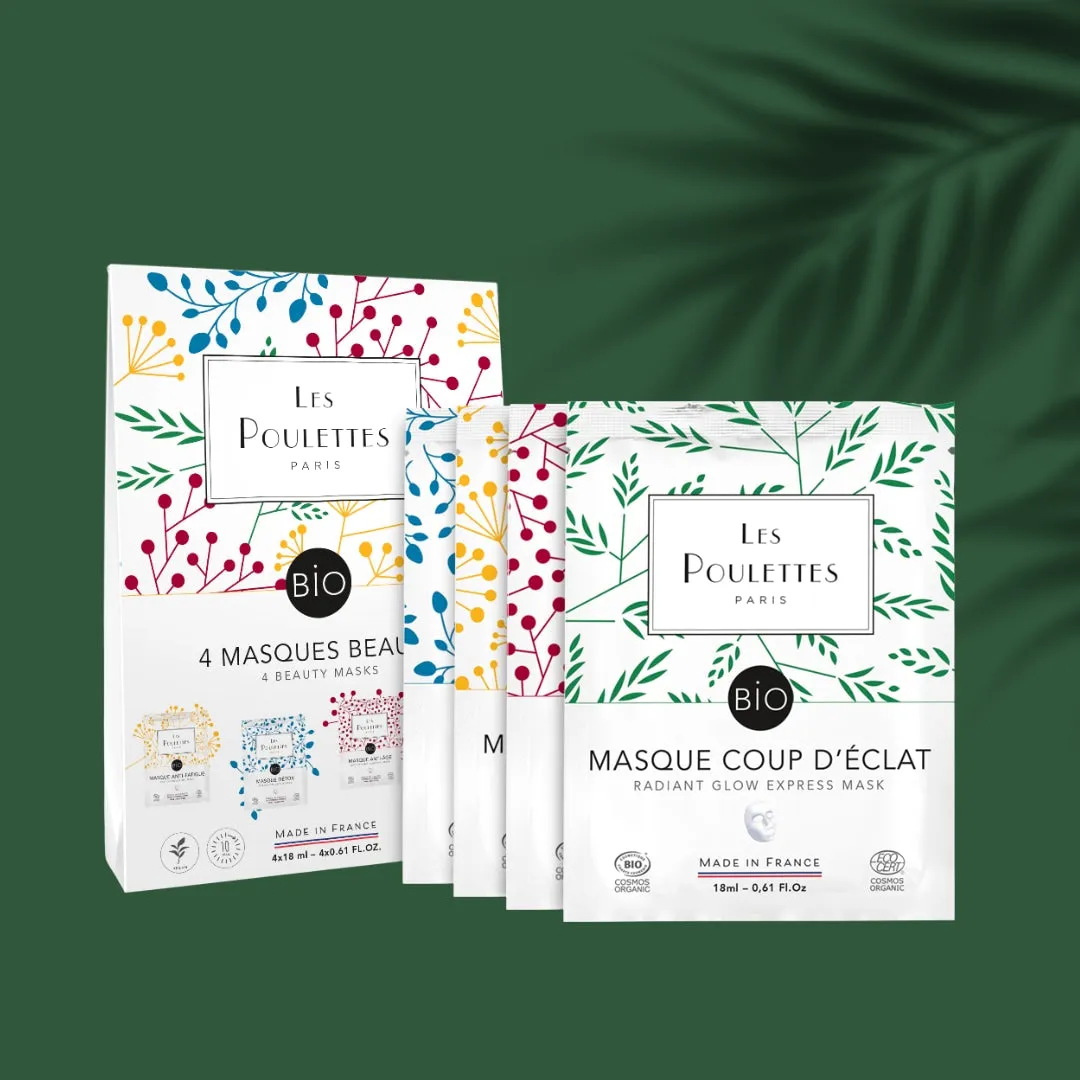 Les Poulettes Coffret Masque Visage x4 Coton Bio 10 min