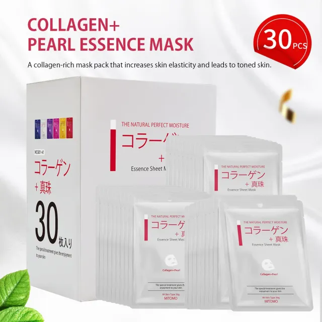 Mitomo MC Collagène+Perle masque tissu 30 pcs éclat