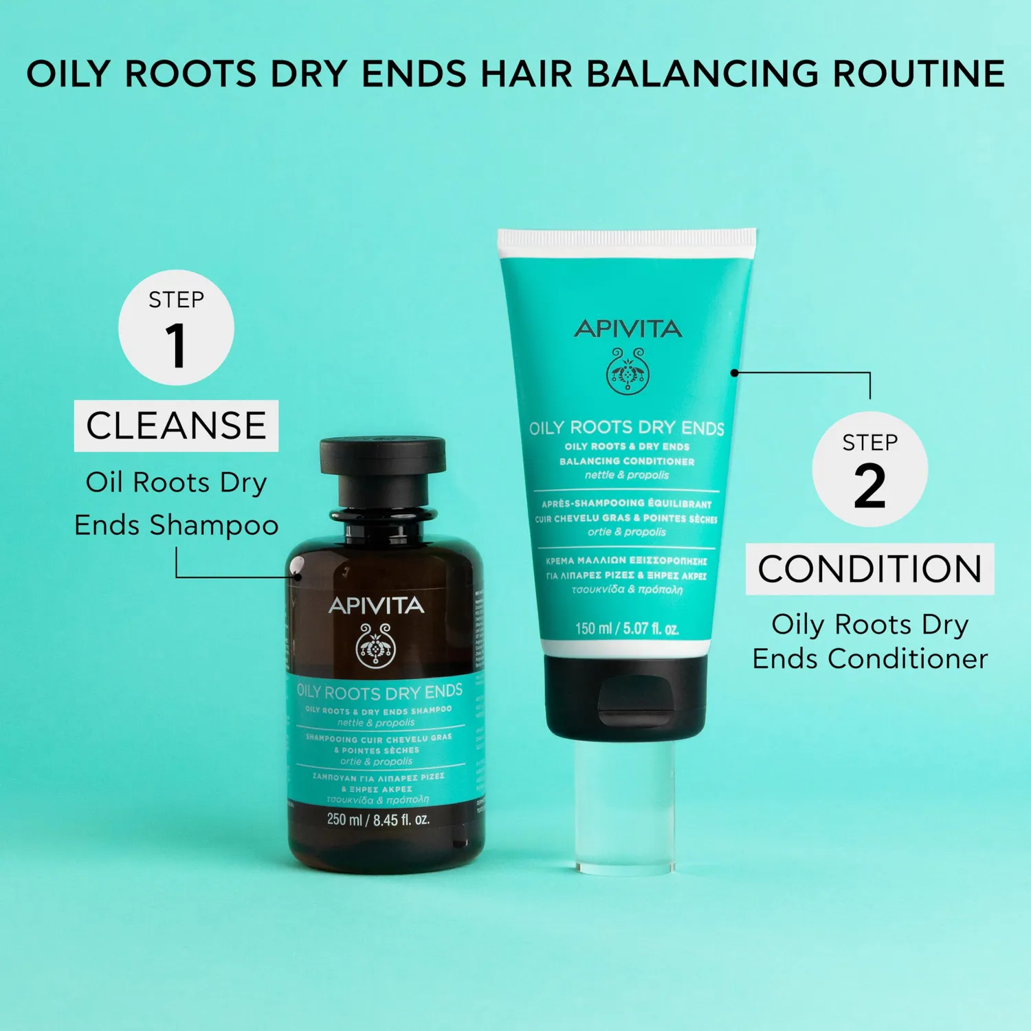 Apivita Après-Shampoing Racines Grasses Pointes Sèches 150 ml