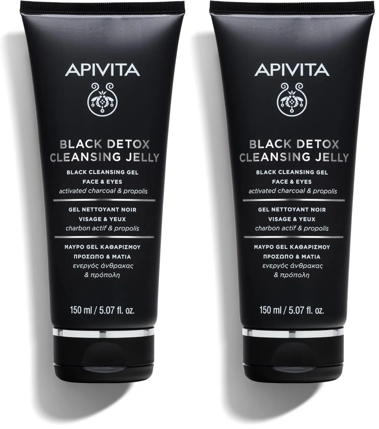 Apivita Black Detox gel nettoyant visage noir 150 ml charbon actif
