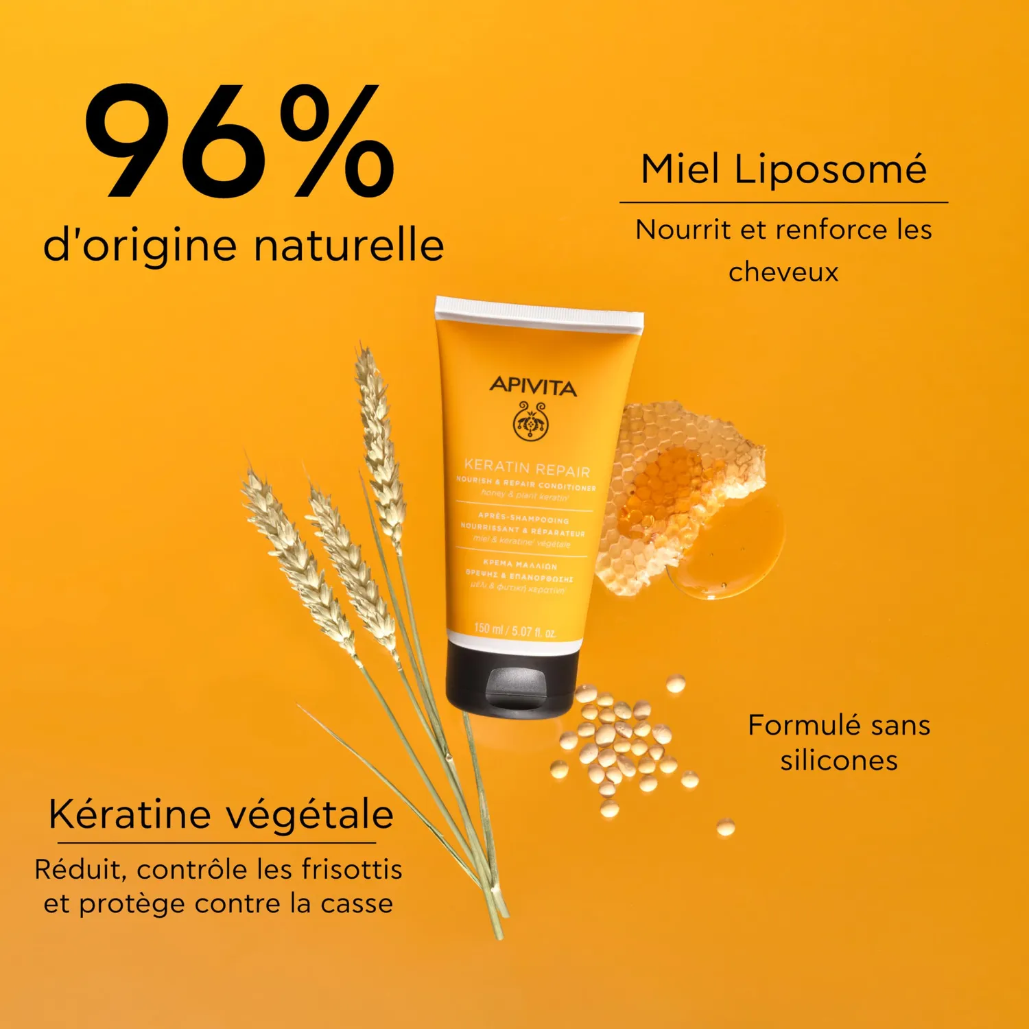 Apivita Keratin Repair après-shampooing miel 150 ml