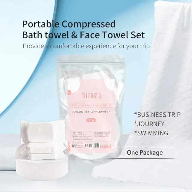 Mitomo Bath Candy serviette compressée voyage lot 4