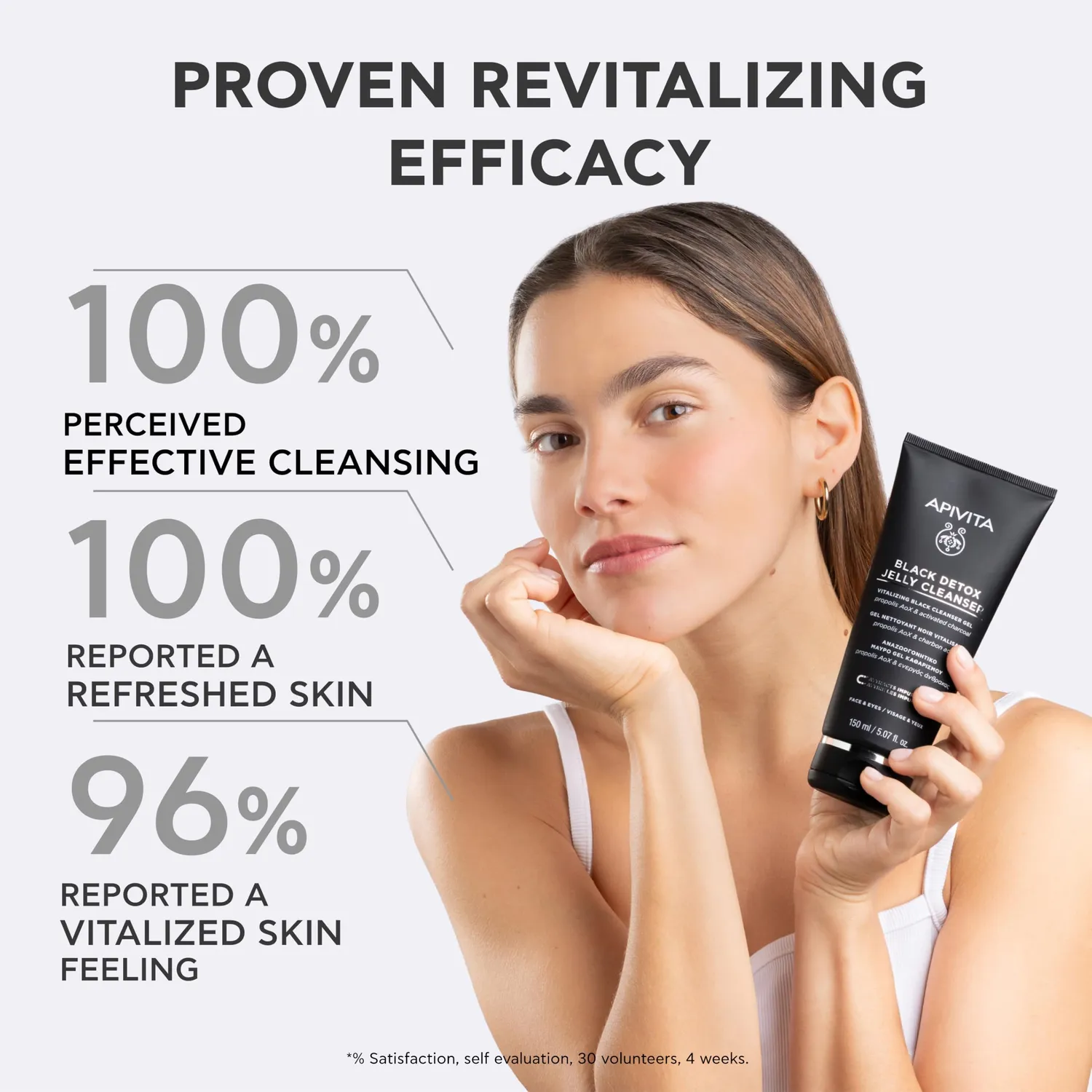 Apivita Black Detox gel nettoyant visage noir 150 ml charbon actif
