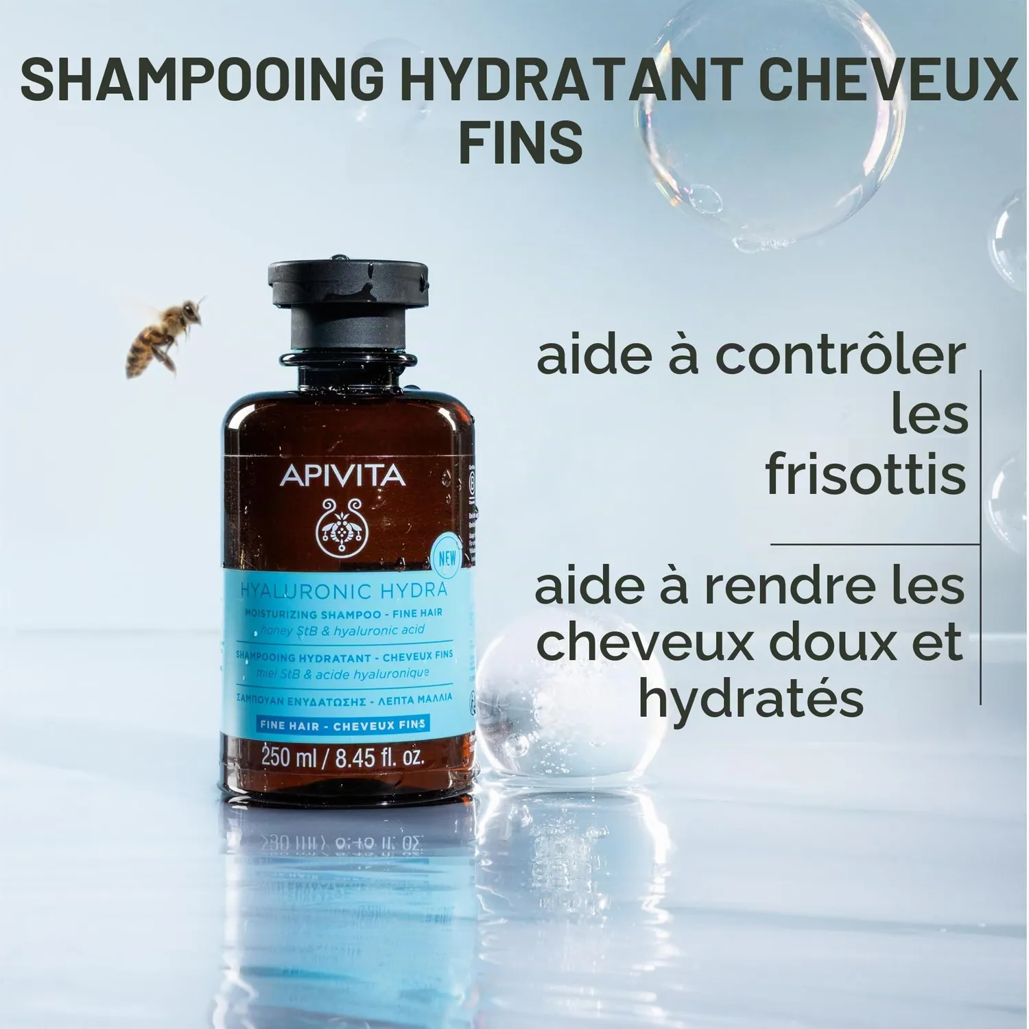 Apivita Hyaluronic Hydra shampooing cheveux fins 250ml hydratant