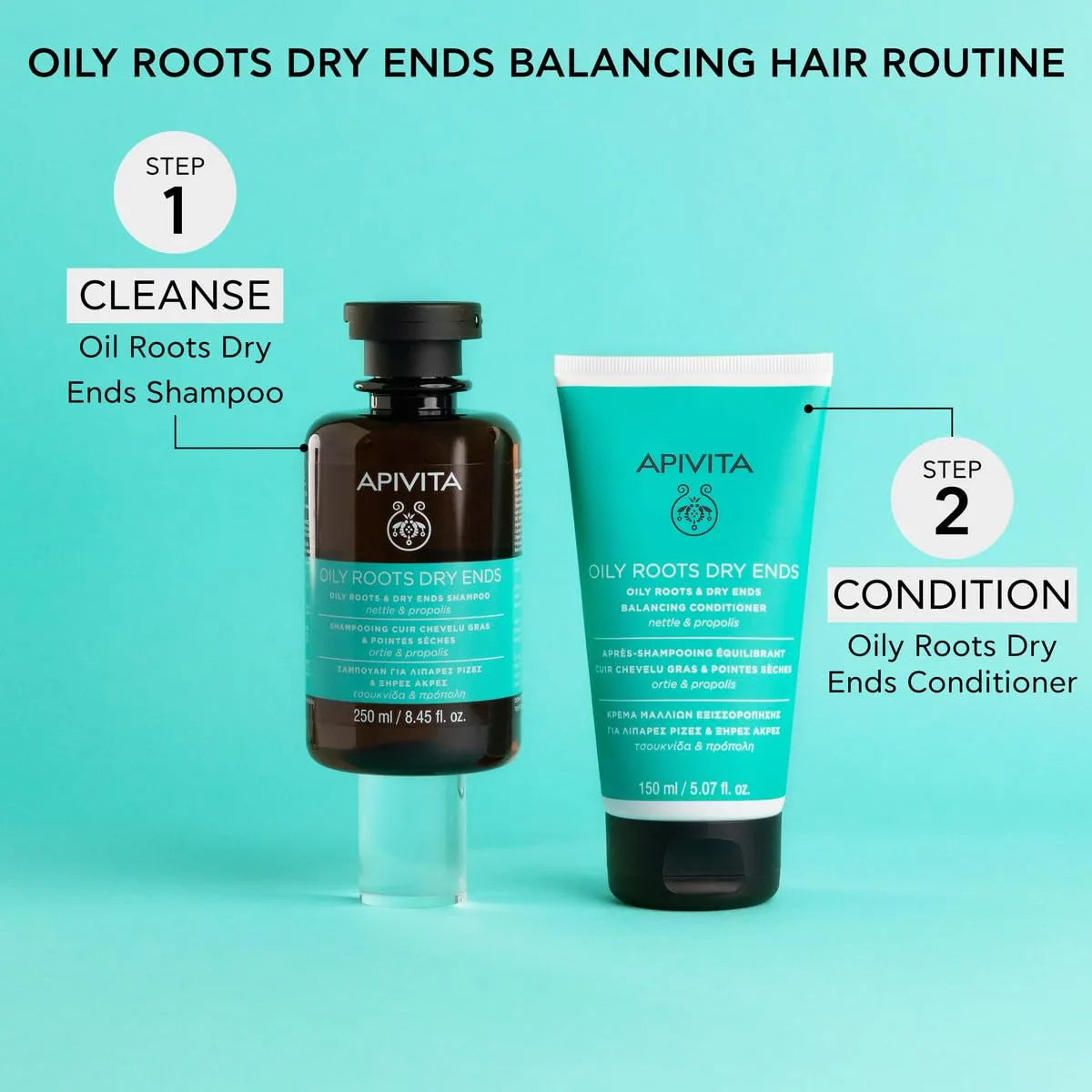 Apivita Cuir Chevelu Gras & Pointes Sèches shampoing 250 ml ortie