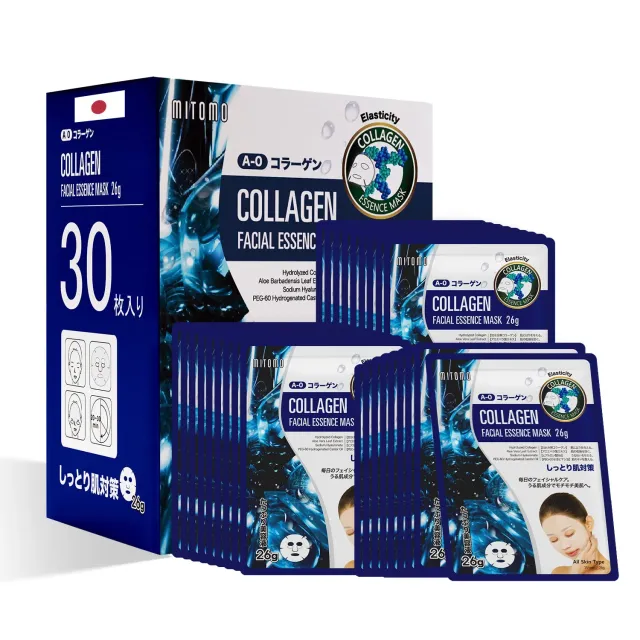 Mitomo Natural 516 Collagène masque visage 30 pièces fermeté