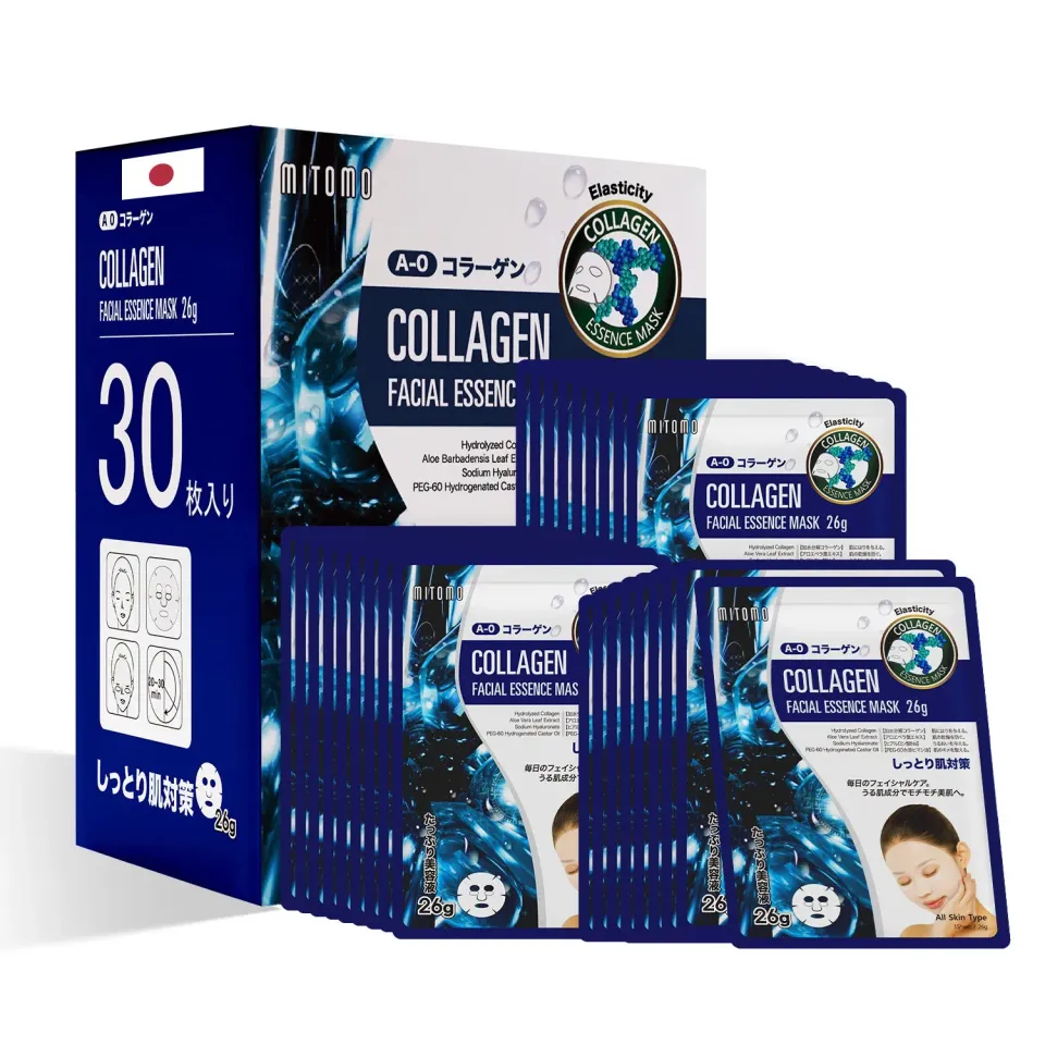 Mitomo Natural 516 Collagène masque visage 30 pièces fermeté