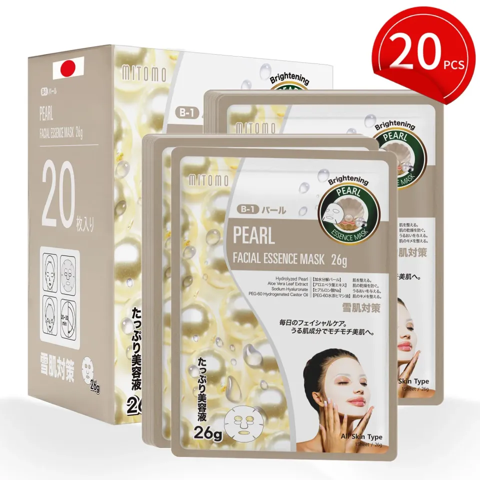 Mitomo Natural 516 Pearl masque visage 20 pièces éclat