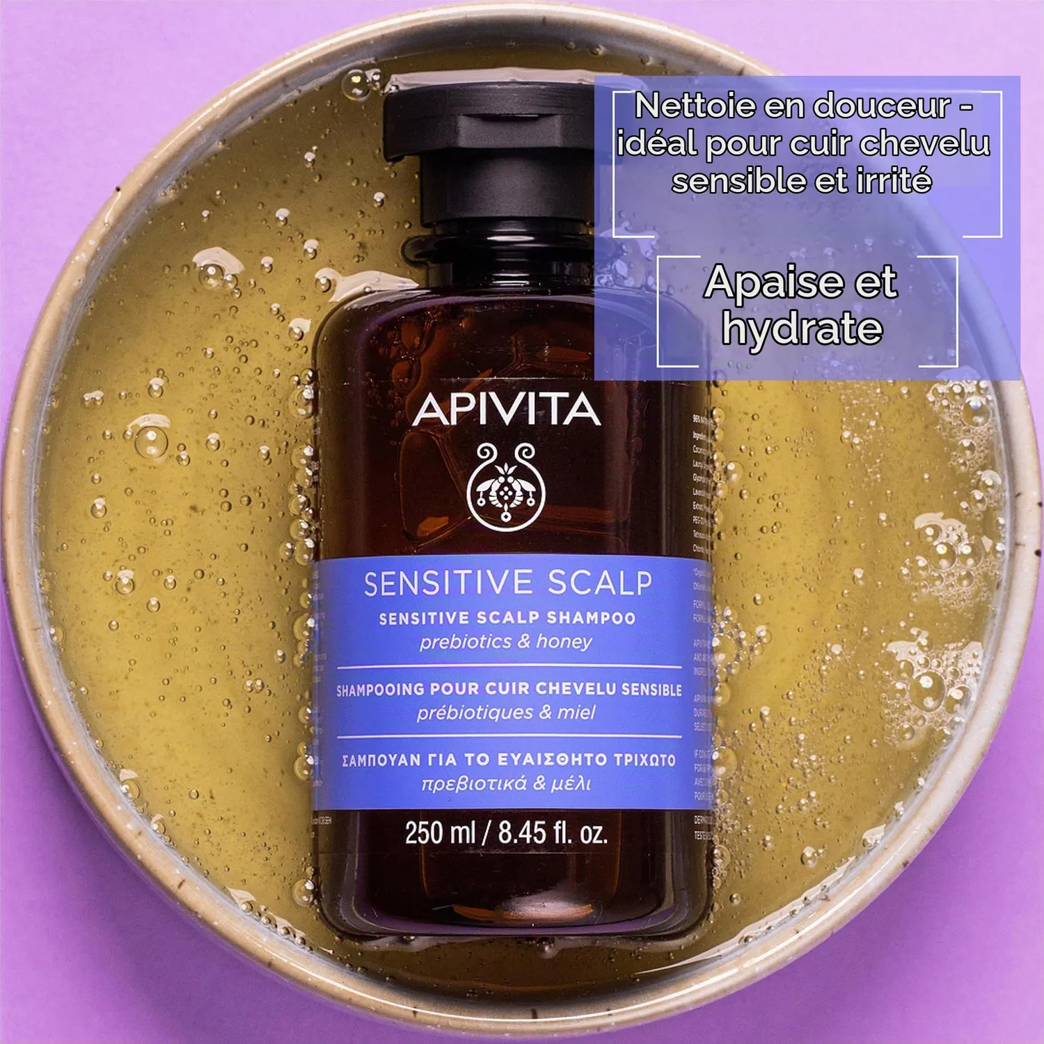 Apivita Shampoing cuir chevelu sensible sans sulfate au miel