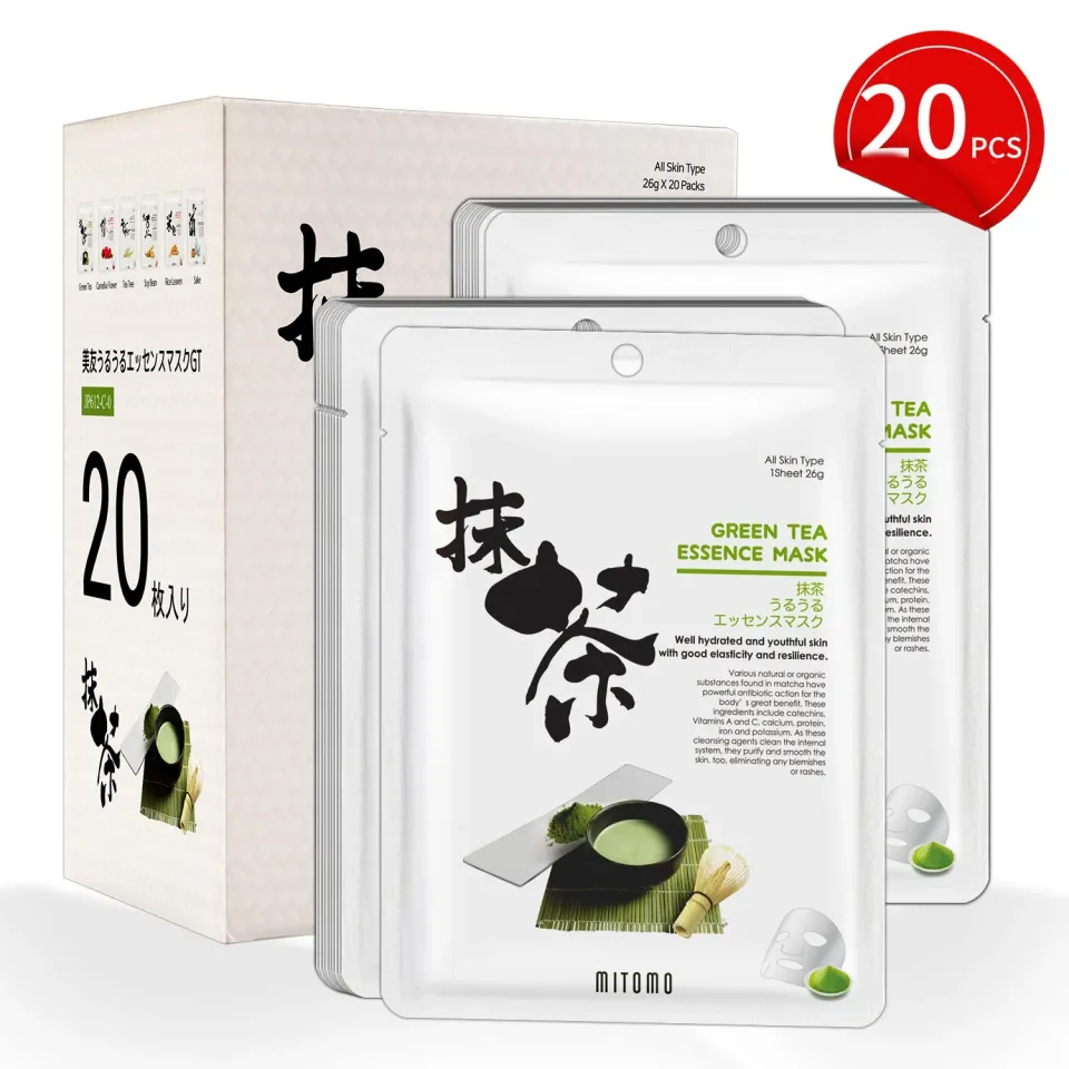 Mitomo JPSS00612-C-0 masque visage thé vert 20 feuilles antioxydant