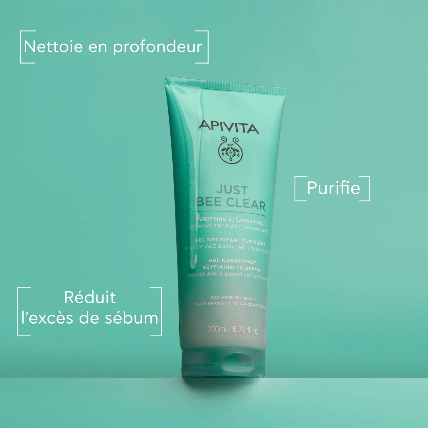 Apivita Just Bee Clear gel nettoyant propolis 200ml anti-boutons