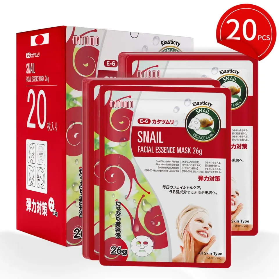 Mitomo MT 516 Snail masque visage 20 feuilles hydratant