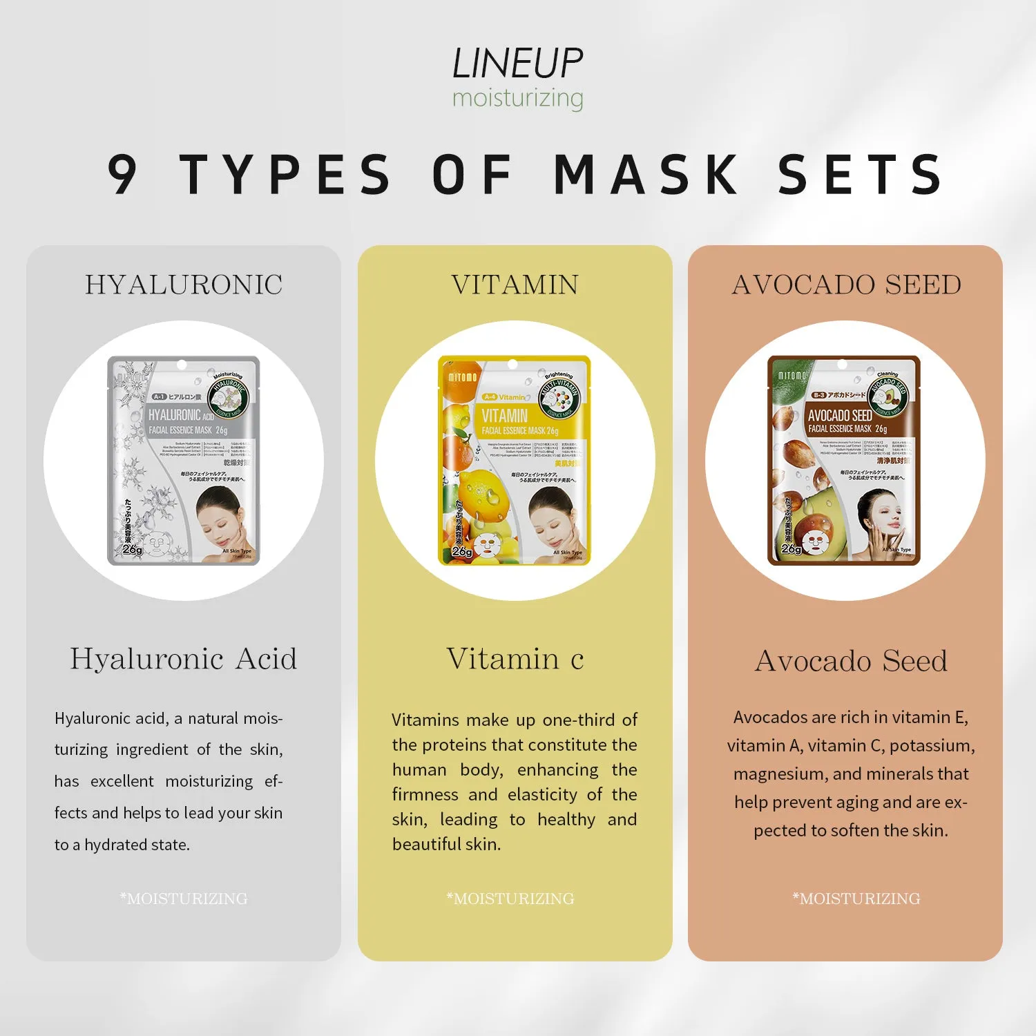Mitomo Hydrating coffret 50 masques visage 9 essences