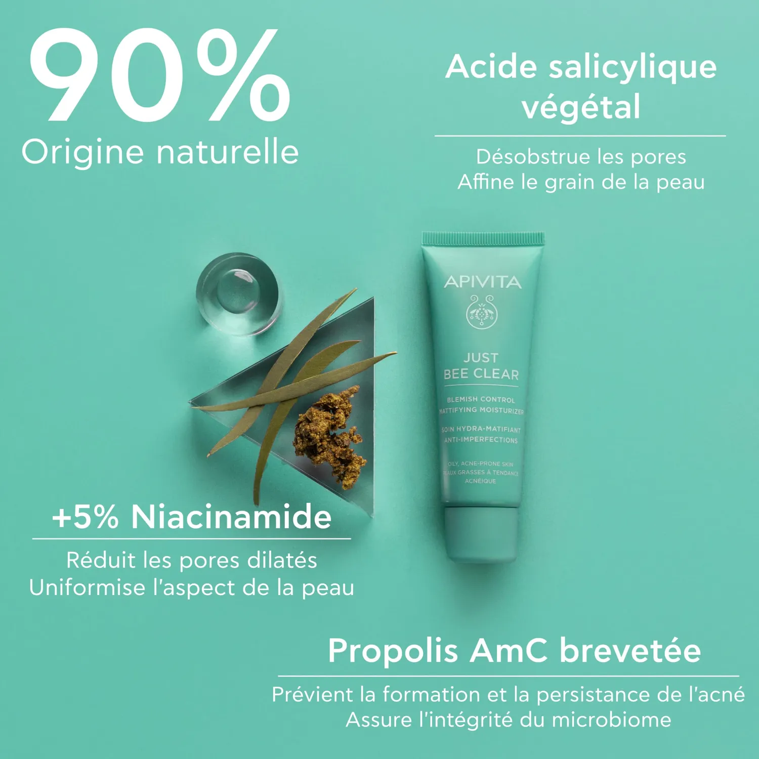 Apivita Just Bee Clear crème visage matifiante 40ml propolis