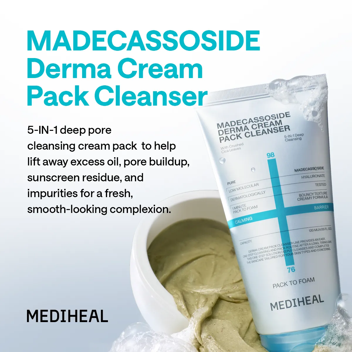 Mediheal Derma Creampack Madecassoside nettoyant 120 ml